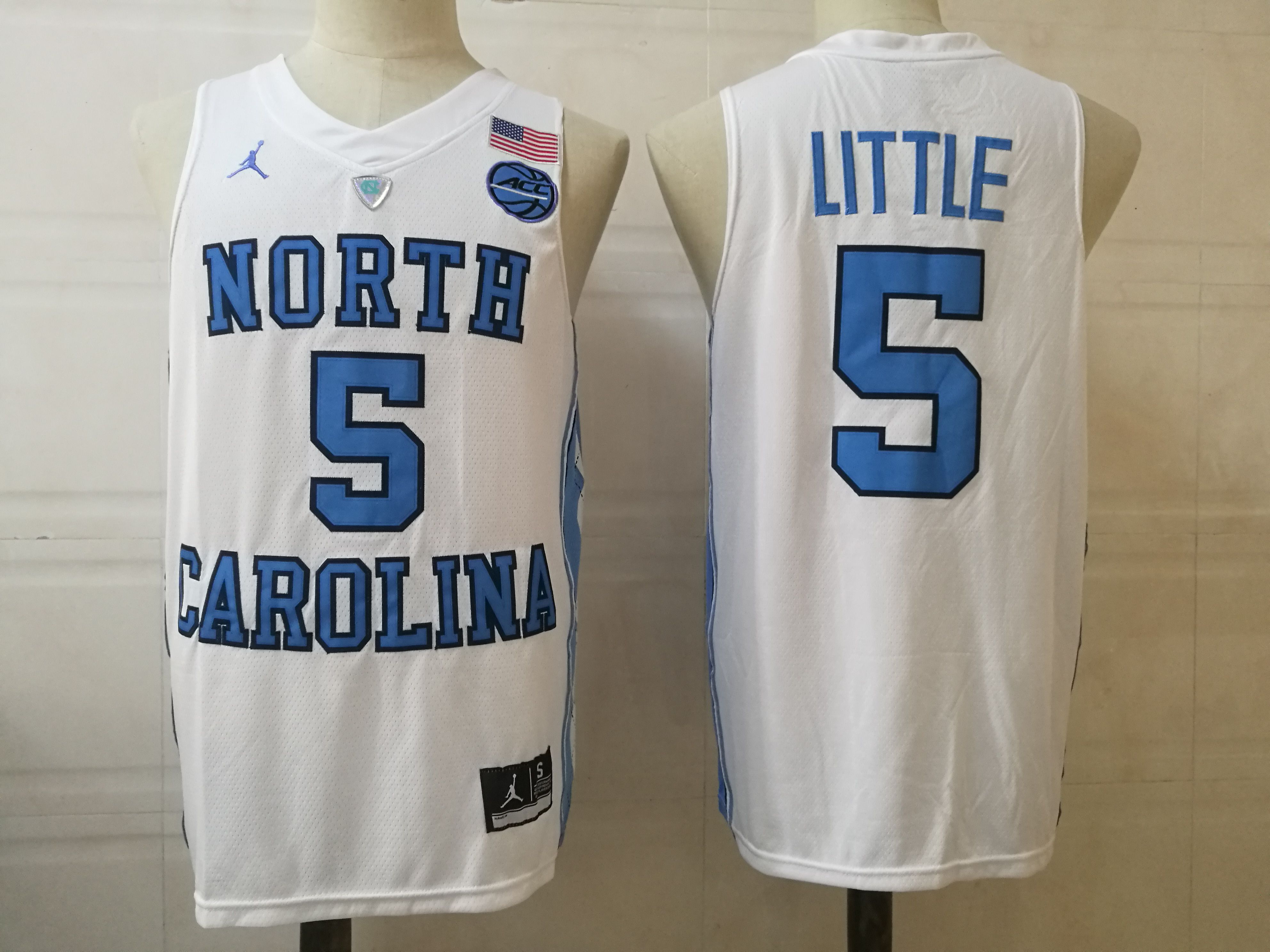Men North Carolina Tar Heels #5 Little White 2025 NCAA Jersey